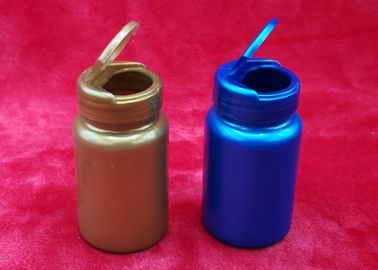 100ml botellas plásticas redondas azules, tirón - el casquillo superior coloreó las botellas de píldora